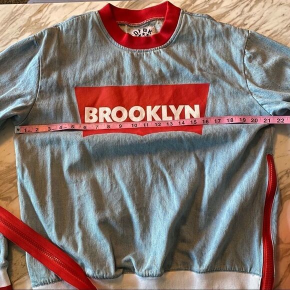 Limited Edition DFBK Defend Brooklyn Denim Crewneck w Zippers RARE - Picture 12 of 16